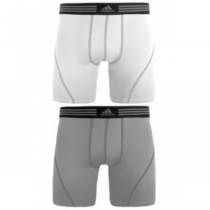 adidas Men's Athletic Stretch Two-Pack Boxer Brief - White/Aluminum (XL)